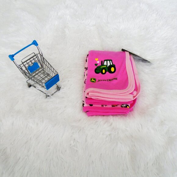 John Deere 2 Piece Baby Girl Pink Blanket Set One Size OS - Picture 7 of 11